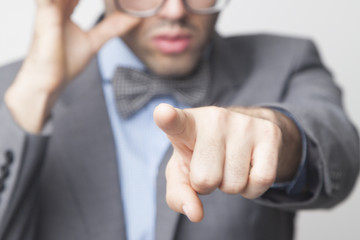 Hey You! Portrait of a  businessman pointing at you. (Body language, gestures, psychology) (Body...