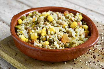 bulgur salad with lentils and other vegetables