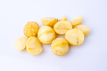 Macadamia nut on white background