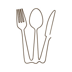monochrome contour with set of cutlery vector illustration