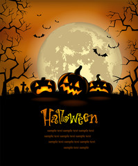 Halloween background with scary pumpkins