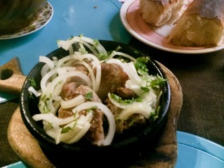 Shashlyk in frying pan