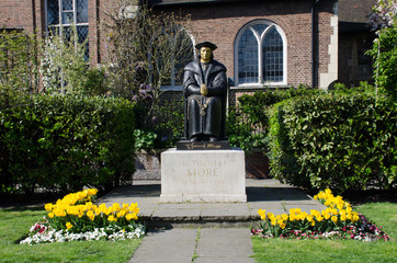 Statue of Sir Thomas Moore at Chelsea Old church London