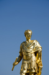 Fototapeta na wymiar Golden statue of Charles second