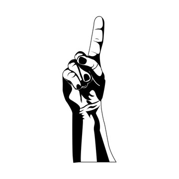 monochrome contour of hand with one finger symbol vector illustration
