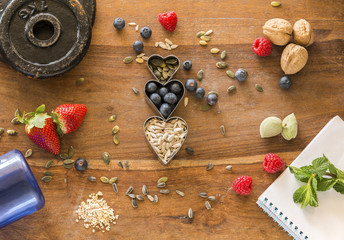 Healthy food, berries , nuts and seeds