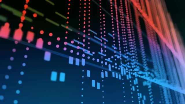 Audio studio equalizer curve, blurred animated motion. Computer generated 4K video.