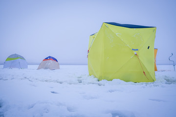 Tents on winter fishing