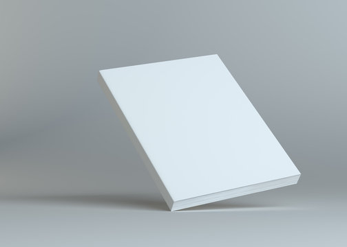 Blank empty book on grey studio background