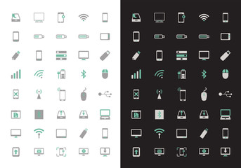 Cute technological icon set. Cute colors.
