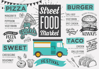 Street food menu, design template. - 144082118