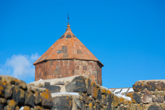The old church in Sevanavank monastery on Lake Sevan, Armenia