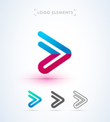 Abstract origami paper style arrow logo template. Application icon