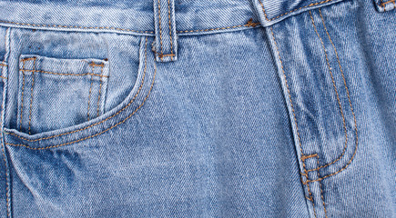 Elements of jeans clothing, space for text
