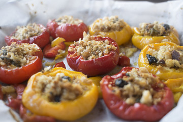 bell peppers filled with spiced breadcrumb
