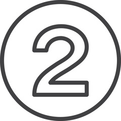 Two, Number 2 line icon, linear circular sign
