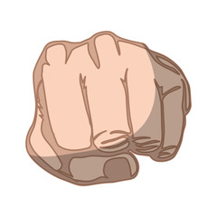 silhouette with shadows and skin color left hand front fist vector illustration
