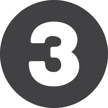 Three, Number 3 flat icon, circular sign