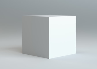 White empty box on gray background