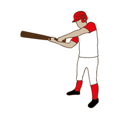 silhouette color of baseball player with baseball bat vector illustration