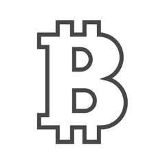 Bitcoin Thin Line Vector Icon. Flat icon isolated on the white background. Editable EPS file. Vector illustration.