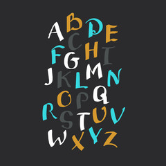 Calligraphic font. Handwritten latin alphabet in brush style.