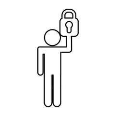 human figure with safe padlock isolated icon vector illustration design