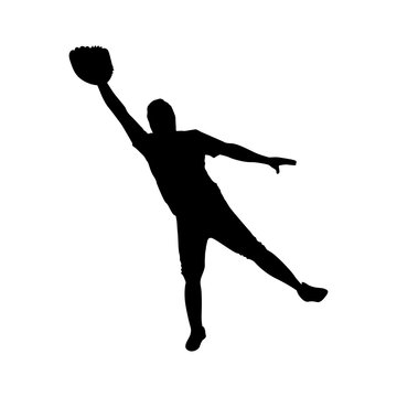 monochrome silhouette with baseball catcher vector illustration