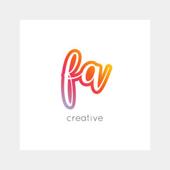 FA logo, vector. Useful as branding, app icon, alphabet combination, clip-art.