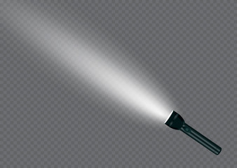 flashlight on a transparent background.Shine.lighting the space.metal