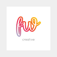 FW logo, vector. Useful as branding, app icon, alphabet combination, clip-art.
