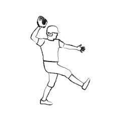 monochrome sketch of baseball pitcher vector illustration