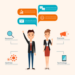 business concept infographic with people and icons. illustration vector of a flat design.