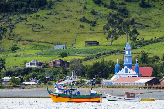 The Church of Tenaun (Church of Our Lady of Patrocinio), Chiloe island, Northern Patagonia, Chile