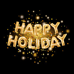 Happy Holiday Gold Balloons