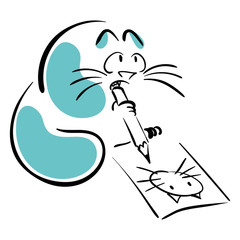 Cat chewing on a pencil