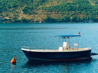 Fototapeta na wymiar Ships and boats in the Bay of Kotor in Montenegro.