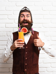 Fototapeta premium happy handsome bearded pilot
