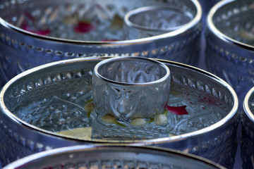 Prepare water bowl for Songkran Festival activity in Thailand.