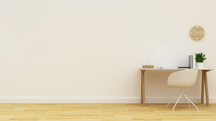 workspace in white room clean design - 3D Rendering