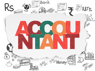 Fototapeta premium Currency concept: Accountant on Torn Paper background