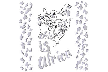 Hand Drawn Giraffe. Vector Illustration. 