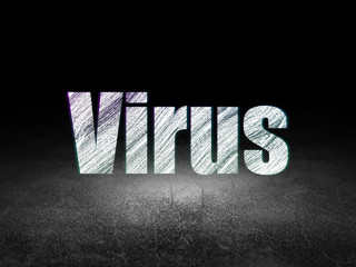 Protection concept: Virus in grunge dark room