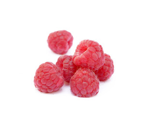 Sweet ripe raspberries isolated on white background