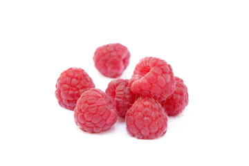 Sweet ripe raspberries isolated on white background