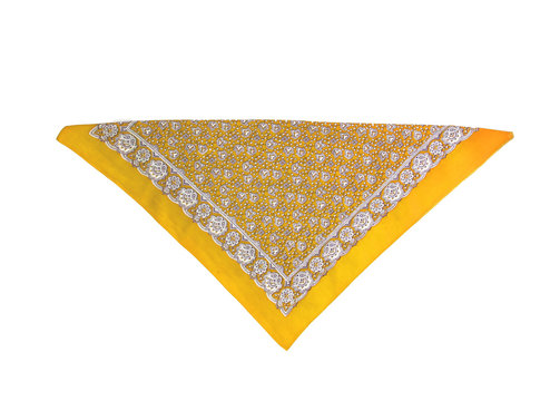 Yellow kerchief-bandana with a pattern, isolated