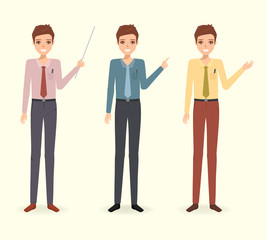 business man character presentation at office work. avatar people vector realistic design.