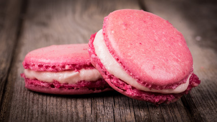 Raspberry macarons retro