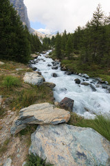 Pian di Verra, in valle d'Ayas. Sullo sfondo il Castore e il Polluce (Monte Rosa)