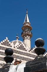 Giordania, Medio Oriente, 03/10/2013: vista della Moschea di Abu Darwish, costruita nel 1961 ad Amman in marmo bianco e nero 